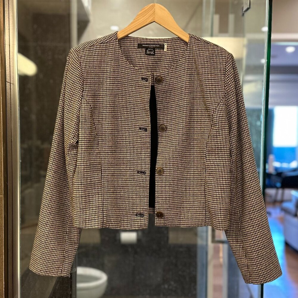 French Connection Houndstooth Check Collarless Cr… - image 9